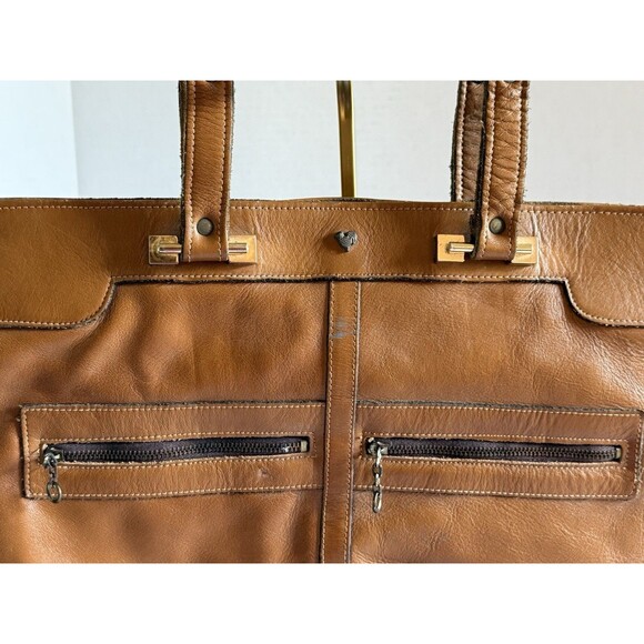 Vintage Jean Fogel Paris Rooster logo Tan Double Strap Handbag Purse 1970s HTF - Picture 7 of 16
